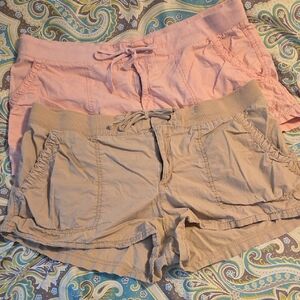 a.n.a Women's Pink and Tan Cargo Shorts